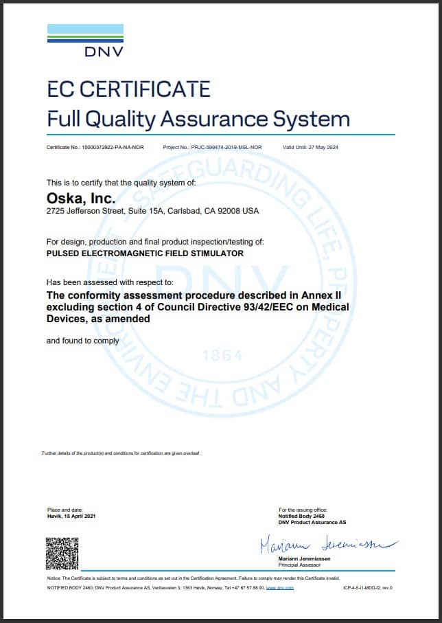 EC Full Full Quality Assurance Certificate